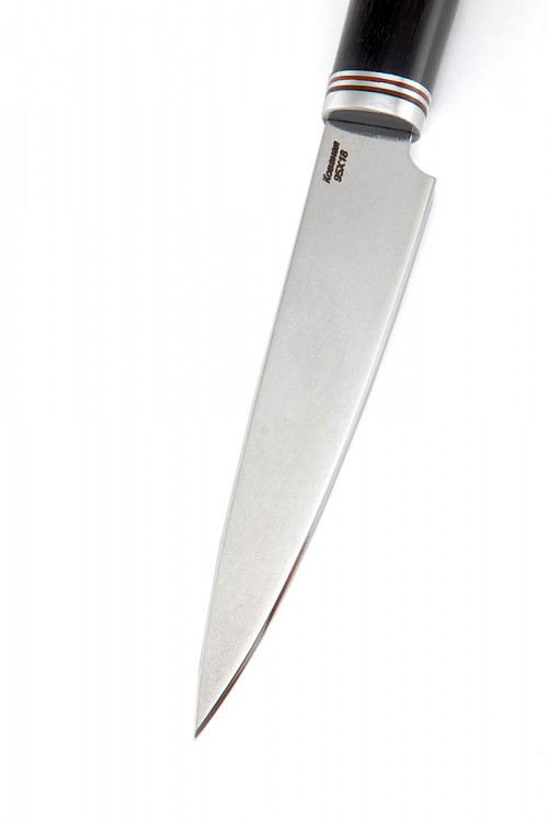 Нож Шеф-повар овощной кованая сталь 95х18 рукоять черный граб 