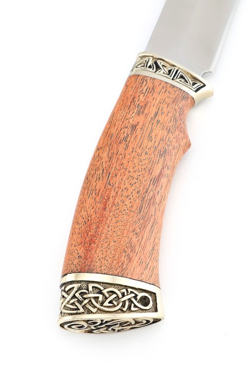 Нож Медведь сталь кованая Х12МФ рукоять мельхиор бубинга 