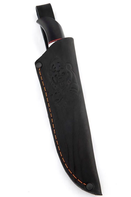 Нож Стриж сталь дамаск, рукоять рог лося черный граб (пирография) 