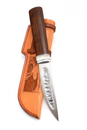 Якутский нож из кованой стали х12мф с рукоятью из рога лося и термоциклированной ясени