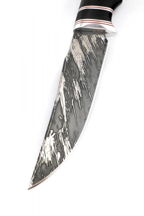 Нож Щучий кованая сталь D2 рукоять черный граб 