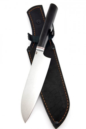 Кухонный нож Сантоку средний кованая сталь 95х18 рукоять черный граб