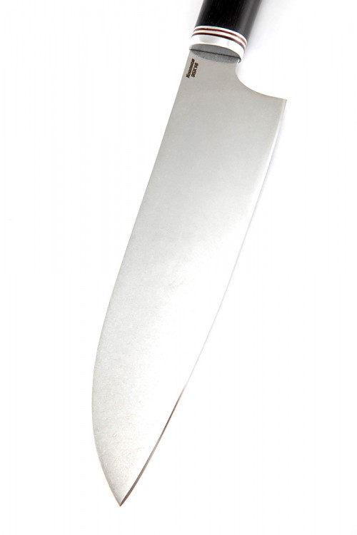 Кухонный нож Сантоку средний кованая сталь 95х18 рукоять черный граб 