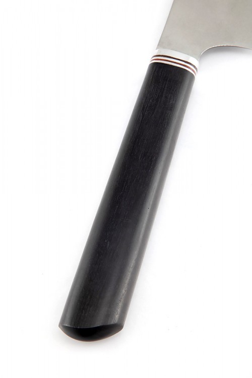 Кухонный нож Сантоку средний кованая сталь 95х18 рукоять черный граб 