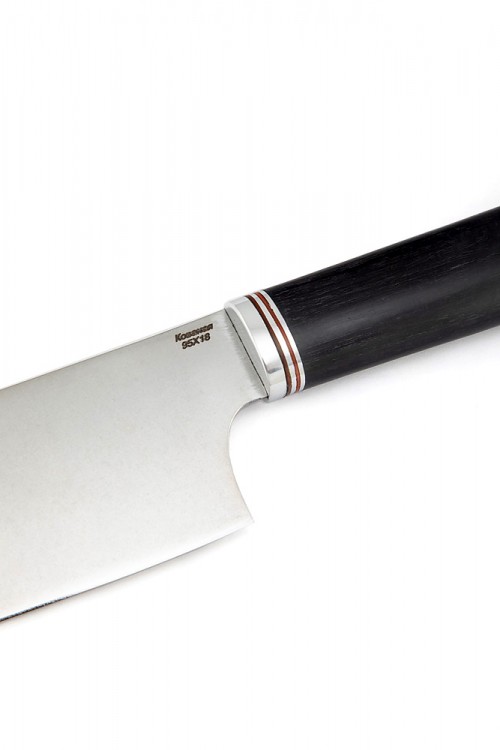 Кухонный нож Сантоку средний кованая сталь 95х18 рукоять черный граб 