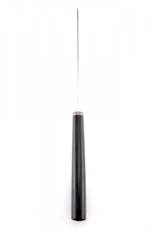 Кухонный нож Сантоку средний кованая сталь 95х18 рукоять черный граб 