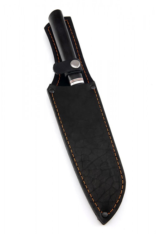 Кухонный нож Сантоку средний кованая сталь 95х18 рукоять черный граб 