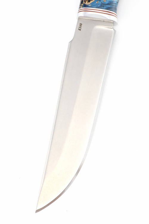 Нож Бурлак сталь К340 рукоять кап клена синий 