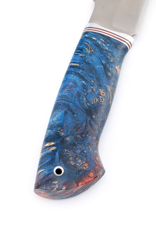 Нож Бурлак сталь К340 рукоять кап клена синий 