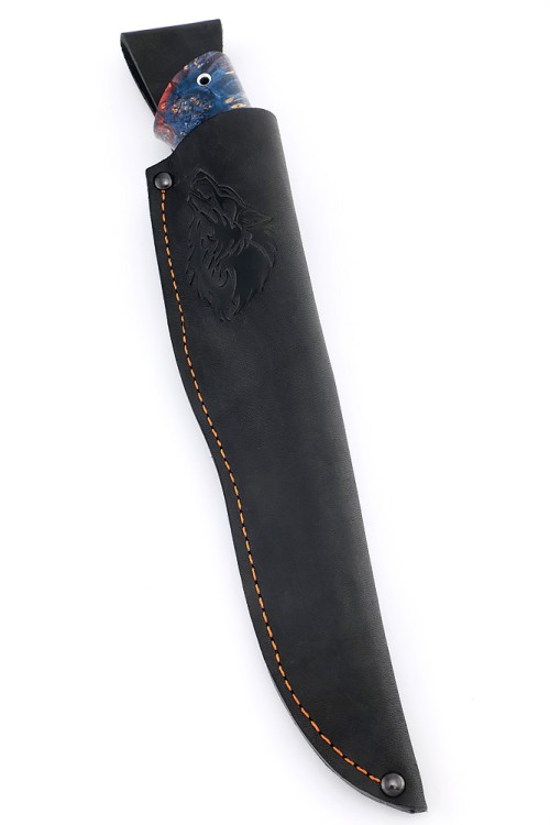 Нож Бурлак сталь К340 рукоять кап клена синий 