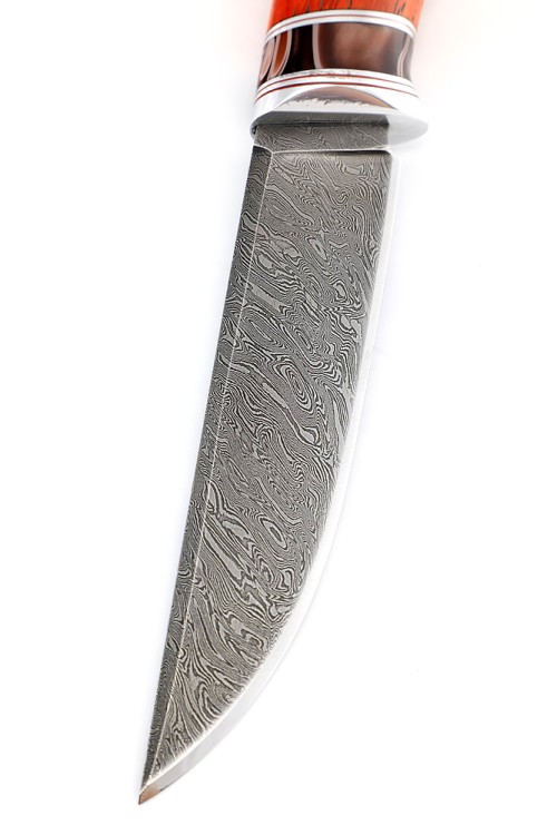 Нож Енот сталь дамаск рукоять вставка акрил, падук 