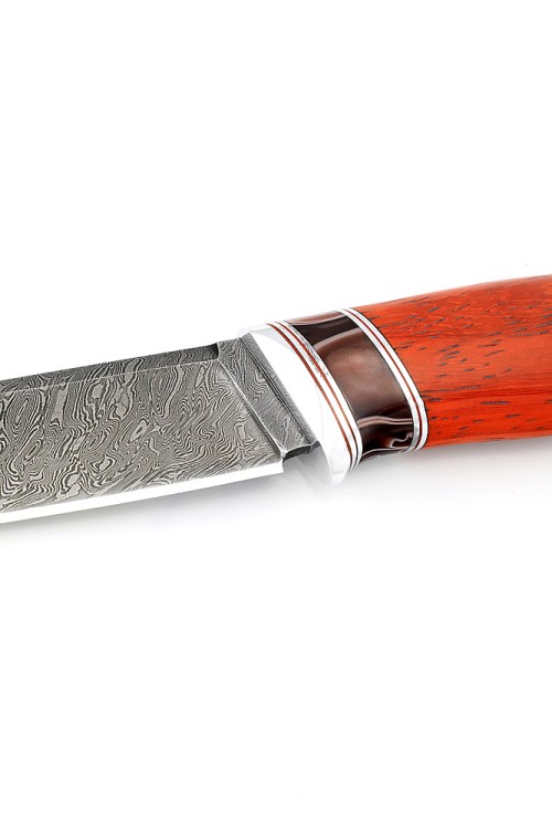 Нож Енот сталь дамаск рукоять вставка акрил, падук 