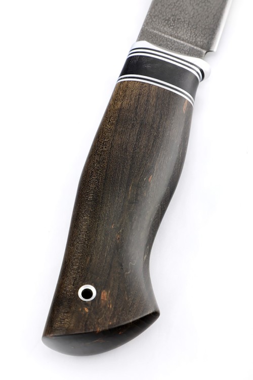 Нож Следопыт сталь ХВ5, рукоять вставка черный граб, карельская береза коричневая 