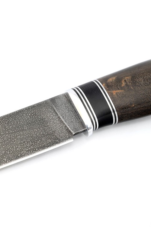 Нож Следопыт сталь ХВ5, рукоять вставка черный граб, карельская береза коричневая 