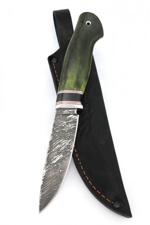 Нож Елец сталь D2 рукоять карельская береза зеленая