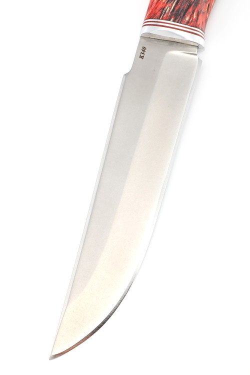 Нож Бурлак сталь К340 рукоять кап клена красночерный 