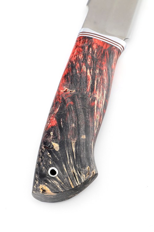 Нож Бурлак сталь К340 рукоять кап клена красночерный 