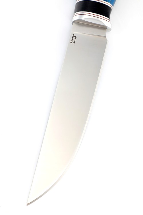 Нож Разделочный сталь кованая Х12МФ рукоять вставка черный граб, кап клена синий 