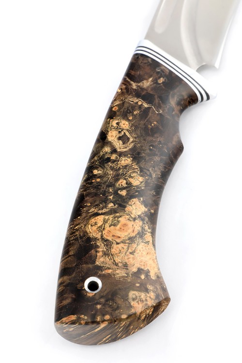 Нож Гепард сталь К340 долы, рукоять кап клена коричневый 