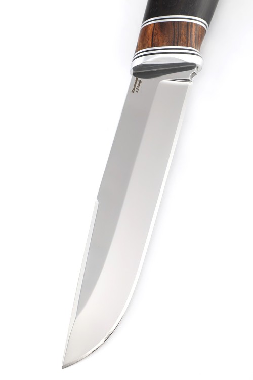 Нож Носорог сталь кованая Х12МФ рукоять вставка железное дерево, черный граб 