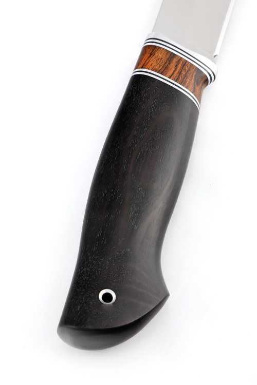 Нож Носорог сталь кованая Х12МФ рукоять вставка железное дерево, черный граб 