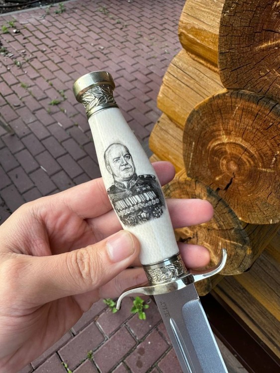 Нож Классика Elmax элфорин (скримшоу) мельхиор формованные ножны 