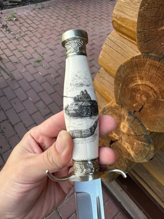 Нож Классика Elmax элфорин (скримшоу) мельхиор формованные ножны 