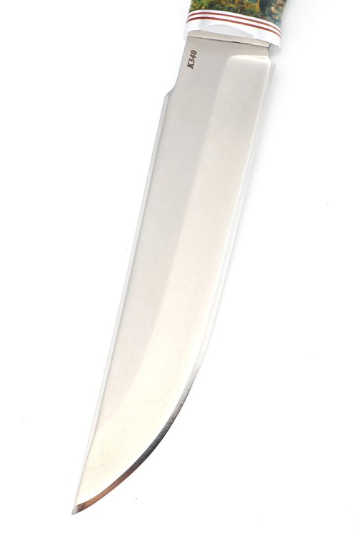 Нож Бурлак сталь К340 рукоять кап клена синезеленый 