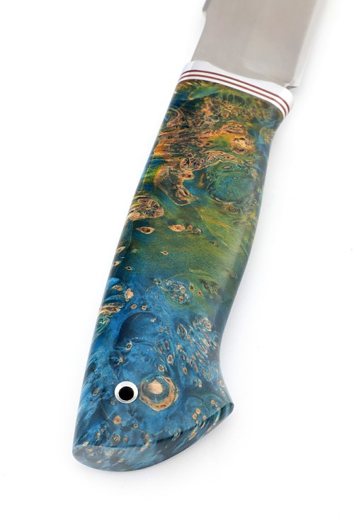 Нож Бурлак сталь К340 рукоять кап клена синезеленый 