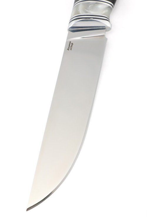 Нож Разделочный кованая сталь х12мф белый акрил черный граб 