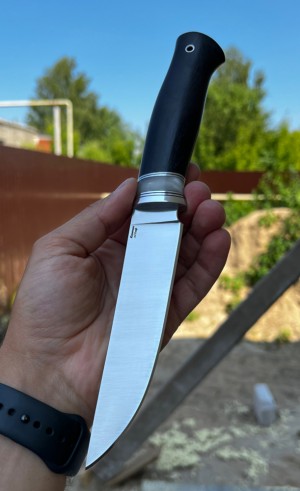 Нож Разделочный кованая сталь х12мф белый акрил черный граб