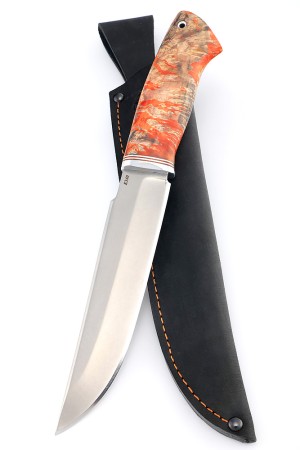 Нож Бурлак сталь К340 рукоять кап клена оранжевый