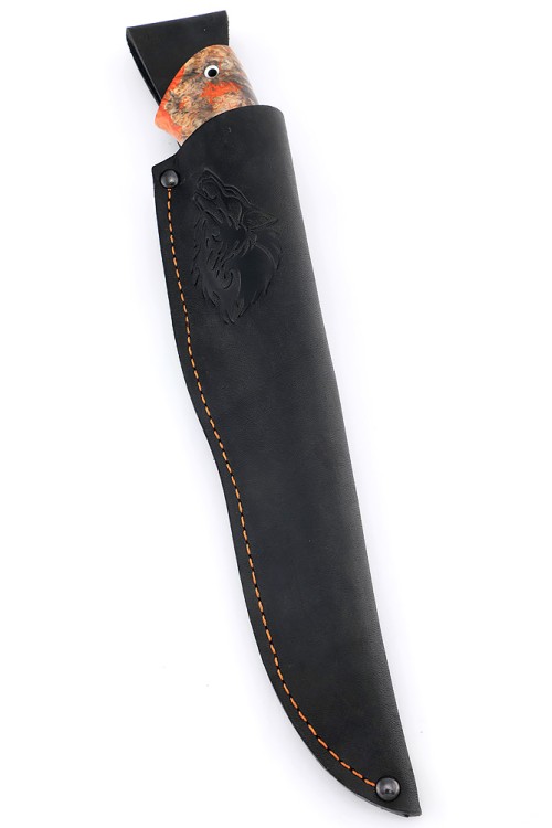 Нож Бурлак сталь К340 рукоять кап клена оранжевый 