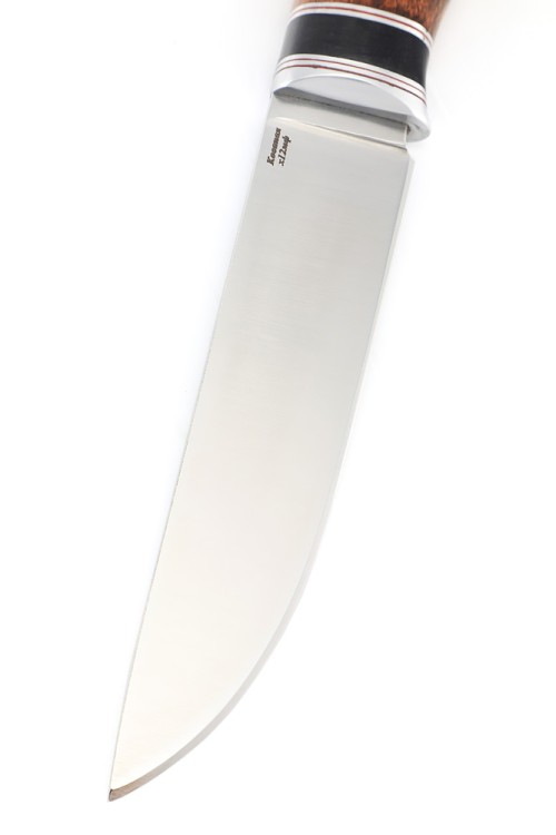 Нож Следопыт сталь кованая х12мф рукоять вставка черный граб, кап клена коричневый 