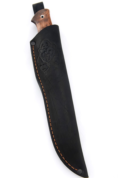 Нож Следопыт сталь кованая х12мф рукоять вставка черный граб, кап клена коричневый 