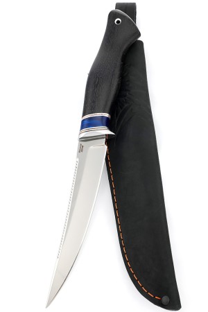 Нож Белуга сталь кованая 95Х18 рукоять вставка акрил синий, черный граб