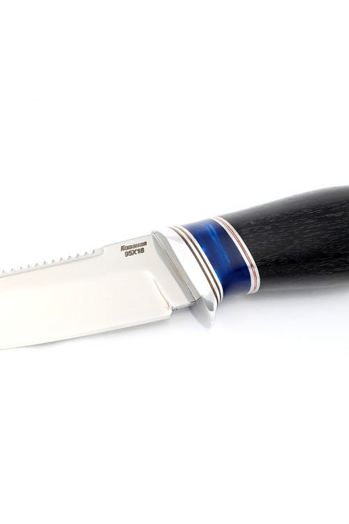 Нож Белуга сталь кованая 95Х18 рукоять вставка акрил синий, черный граб 