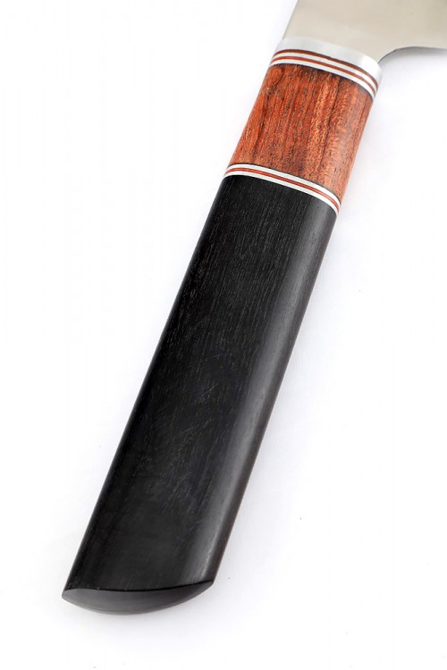 Нож Шеф-повар средний кованая сталь 95х18 рукоять бубинга и черный граб 