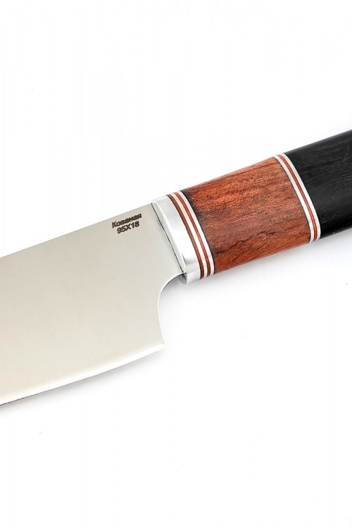 Нож Шеф-повар средний кованая сталь 95х18 рукоять бубинга и черный граб 