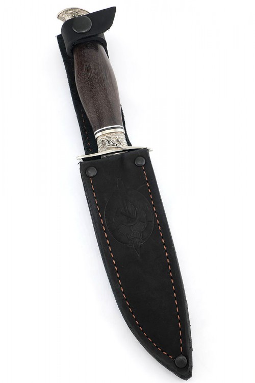 Нож финка НКВД сталь Elmax рукоять мельхиор карельская береза коричневая 