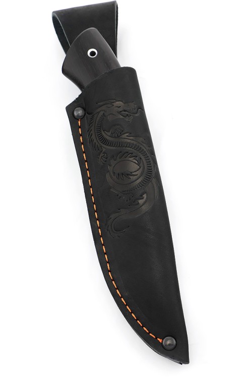 Нож Сурок сталь К340 рукоять вставка акрил синий, черный граб 