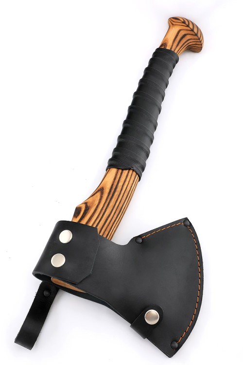 Топор Волжанин 9ХС рукоять ясень+кожа 