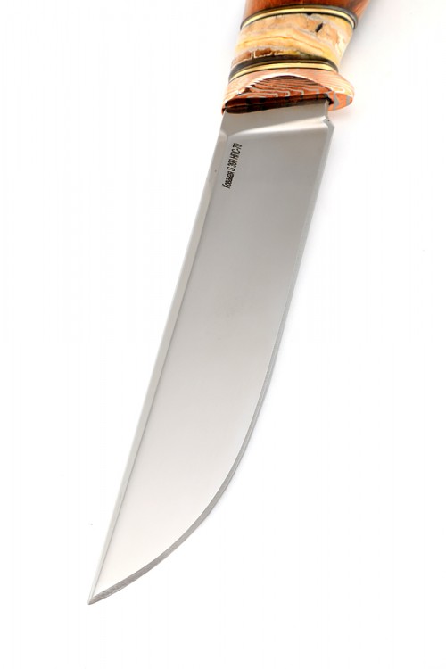 Нож Бекас сталь S390, рукоять мокуме-гане, железное дерево, зуб мамонта, мозайчный пины  Нож Бекас сталь S390, рукоять мокуме-гане, железное дерево, зуб мамонта, мозайчный пины