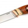 Нож Бекас сталь S390, рукоять мокуме-гане, железное дерево, зуб мамонта, мозайчный пины 