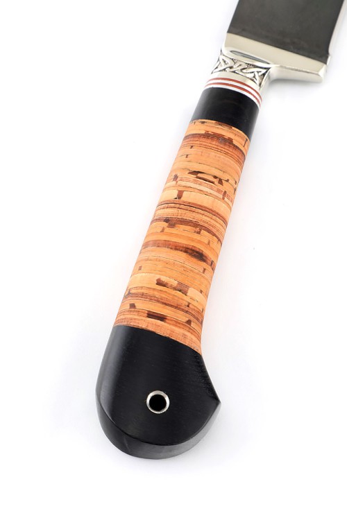 Нож Узбек сталь булат рукоять мельхиор береста 