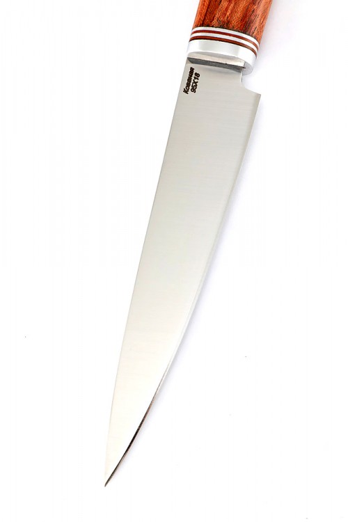 Нож Шеф-повар овощной кованая сталь 95х18 рукоять бубинга и черный граб 