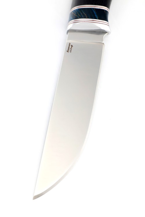 Нож Феникс Х12МФ чернай граб вставка стабилизированный кап клена синий 