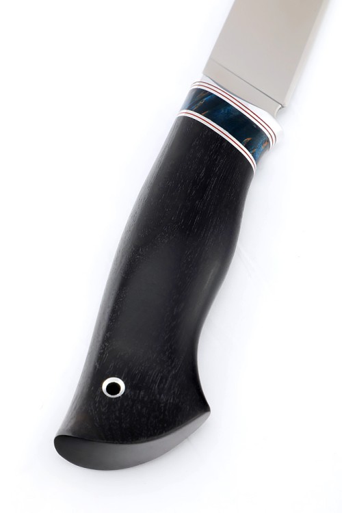 Нож Феникс Х12МФ чернай граб вставка стабилизированный кап клена синий 