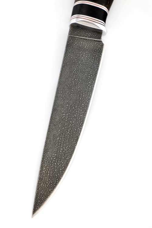 Нож Клык сталь ХВ5 рукоять вставка черный граб, карельская береза коричневая 