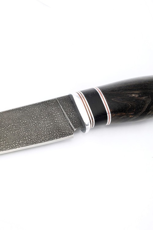 Нож Клык сталь ХВ5 рукоять вставка черный граб, карельская береза коричневая 